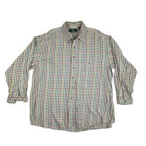 Vintage Orvis Plaid Flannel Button Shirt Mens XXL Multi Color Thick Soft